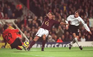 Dennis Bergkamp (Arsenal) Jaromir Blazek and Martin Hasek (Sparta)