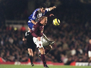 Arsenal v Blackburn Rovers 2005-6 Collection: Dennis Bergkamp (Arsenal) Ryan Nelsen (Blackburn). Arsenal 3: 0 Blackburn Rovers