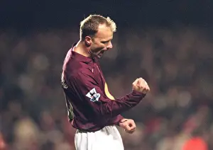 Dennis Bergkamp celebrates scoring Arsenals 1st goal. Arsenal 4: 0 Portsmouth