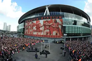Arsenal V Sunderland 2013-14 Prints: Dennis Bergkamp Honored with Statue Unveiling at Arsenal's Emirates Stadium