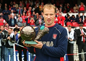 Dennis Bergkamp with the ITV goal of the season award (for his goal against Newcastle United in the