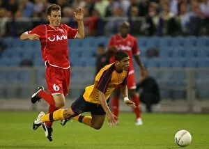 Images Dated 13th August 2008: Denulson (Arsenal) Wout Brama (FC Twente)