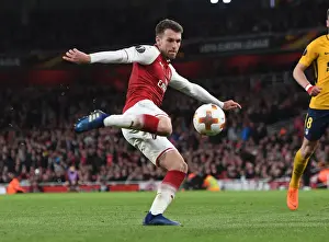 Arsenal V Atletico Madrid 2017-18 Prints: Determined Aaron Ramsey: Arsenal's Battle Against Atletico Madrid in Europa League Semi-Final