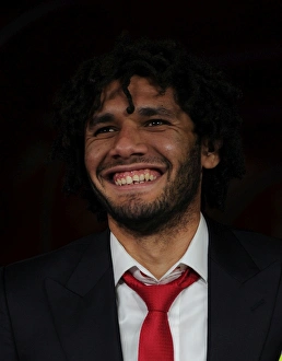 Arsenal V Bayern Munich 2016-17 Prints: Determined Elneny: Arsenal's Unyielding Gaze vs