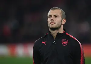 Arsenal V Red Star Belgrade 2017-18 Prints: Determined Jack Wilshere: Arsenal's Warrior Gearing Up for Europa League Clash Against Red Star Belgrade