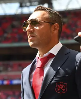 Arsenal V Chelsea - FA Community Shield 2017-18 Prints: Determined Santi Cazorla: Arsenal's Star Gears Up for FA Community Shield Clash Against Chelsea