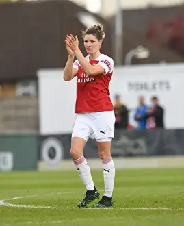 Dominique Bloodworth of Arsenal Bids Farewell to Fans after Arsenal Women vs Manchester City Women Match