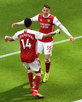 Newcastle United V Arsenal 2020-21 Prints: Double Trouble: Aubameyang and Martinelli's Goals Secure Victory for Arsenal at Empty Newcastle Stadium (2020-21)