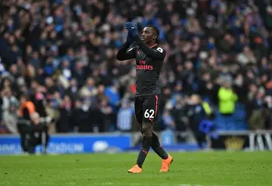 Brighton And Hove Albion V Arsenal 2017-18 Prints: Eddie Nketiah Celebrates with Arsenal Fans after Brighton Victory