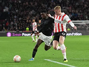 Eddie Nketiah vs Jarrad Branthwaite: Intense Clash in PSV Eindhoven vs Arsenal UEFA Europa League Match