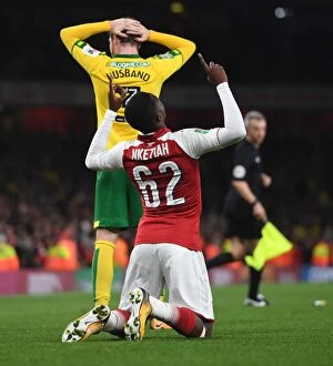 Images Dated 24th October 2017: Eddie Nketiah's Emotional Reaction: Arsenal v Norwich City - Carabao Cup Fourth Round