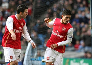 Eduardo (Arsenal) celebrates his goal with Cesc Fabregas