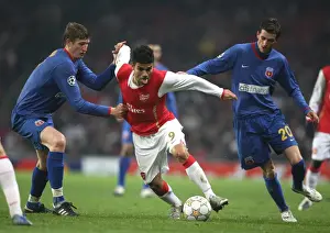 Arsenal V Steaua Bucuresti Prints: Eduardo (Arsenal) Dorin Goian and Florin Lovin (Bucuresti)