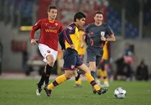 AS Roma v Arsenal 2008-9 Collection: Eduardo (Arsenal) Matteo Brighi (Roma)