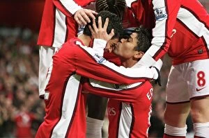 Images Dated 16th February 2009: Eduardo celebrates scoring the 1st Arsenal goal with Carlos Vela