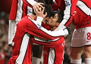 Images Dated 16th February 2009: Eduardo celebrates scoring the 1st Arsenal goal with Carlos Vela