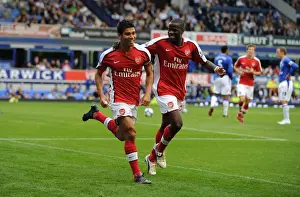 Everton V Arsenal 2009-10 Prints: Eduardo celebrates scoring the 6th Arsenal goal with Emmanuel Eboue