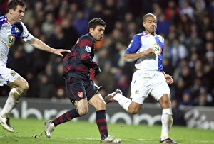 Blackburn Rovers V Arsenal - Carling Cup 5th Rd 2007-08 Prints: Eduardo scores Arsenals 3rd goal his 2nd under pressure from Steven Reid