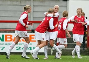 Ellen White celebrates scoring a goal for Arenal with Steph Houghton. Arsenal Ladies 9