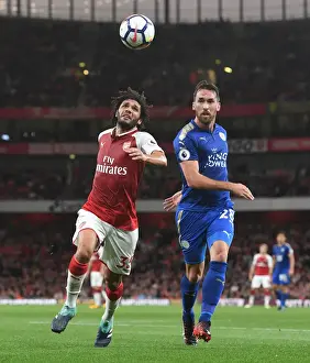 Arsenal V Leicester City 2017-18 Prints: Elneny vs. Fuchs: Battle in the Midfield - Arsenal v Leicester City