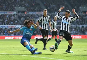 Newcastle United V Arsenal 2017-18 Prints: Elneny vs Perez: Blocked Crosses in Newcastle United vs Arsenal Clash