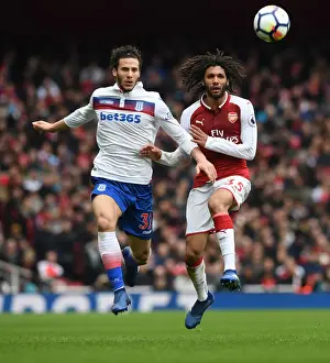 Arsenal V Stoke City 2017-18 Prints: Elneny vs Sobhi: Intense Battle in Arsenal's Victory over Stoke City (April 2018)