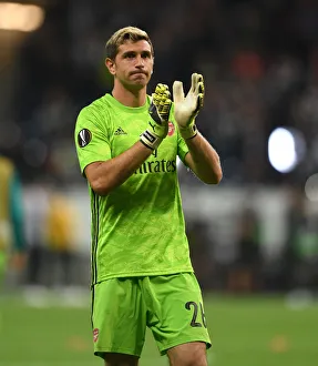 Eintracht Frankfurt V Arsenal 2019-20 Prints: Emi Martinez of Arsenal: Determination Amidst the Europa League Battle - Eintracht Frankfurt vs Arsenal FC (2019-20)