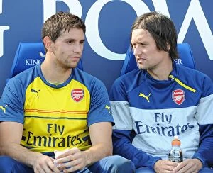 Images Dated 31st August 2014: Emi Martinez and Tomas Rosicky (Arsenal). Leicester City 1: 1 Arsenal. Barclays Premier League