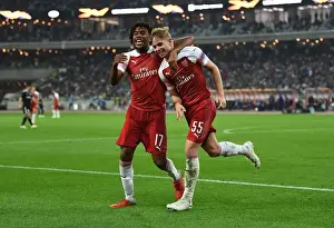 Qarabag V Arsenal 2018-19 Prints: Emile Smith Rowe and Alex Iwobi Celebrate Arsenal's Goals Against Qarabag in Europa League