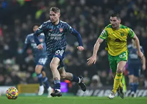 Norwich City V Arsenal 2021-22 Prints: Emile Smith Rowe Clashes with Kenny McLean: Norwich City vs Arsenal