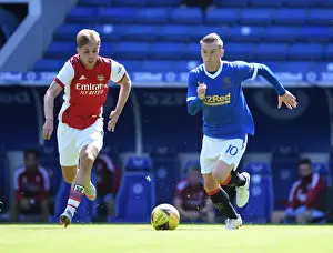 Glasgow Rangers V Arsenal 2021-22 Prints: Emile Smith Rowe Clashes with Rangers: Arsenal's Pre-Season Battle at Ibrox Stadium