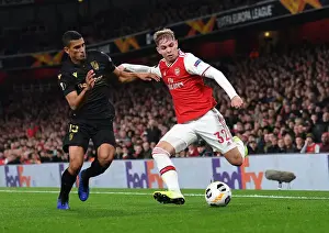 Arsenal V Vitoria Club 2019-20 Prints: Emile Smith Rowe Faces Pressure: Arsenal's Battle Against Vitoria Guimaraes in Europa League