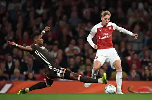 Arsenal V Brentford - Carabao Cup 2018-19 Prints: Emile Smith Rowe Outmaneuvers Julian Jeanvier in Arsenal's Carabao Cup Clash
