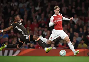 Arsenal V Brentford - Carabao Cup 2018-19 Prints: Emile Smith Rowe Outwits Julian Jeanvier: Arsenal's Carabao Cup Triumph