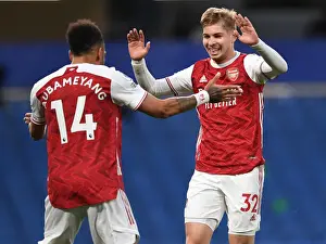 Emile Smith Rowe and Pierre-Emerick Aubameyang Celebrate Goal: Chelsea vs. Arsenal, Premier League 2020-21