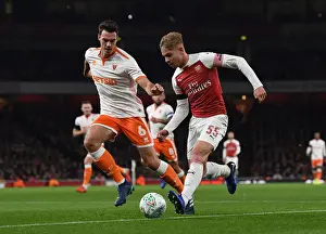 Arsenal V Blackpool Carabao Cup 2018-19 Prints: Emile Smith Rowe vs. Ben Heneghan: Intense Clash in Arsenal's Carabao Cup Battle