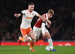 Images Dated 31st October 2018: Emile Smith Rowe vs. Oliver Turton: Clash at the Emirates - Arsenal v Blackpool Carabao Cup 2018-19