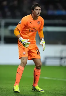 Anderlecht V Arsenal 2014-15 Prints: Emiliano Martinez in Action: Arsenal vs RSC Anderlecht, UEFA Champions League, 2014