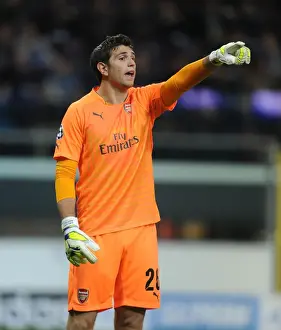 Anderlecht V Arsenal 2014-15 Prints: Emiliano Martinez: Arsenal Goalkeeper in Action against RSC Anderlecht