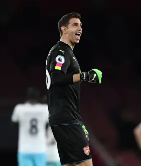 Arsenal V West Ham United 2016-17 Prints: Emiliano Martinez: Arsenal's Steadfast Guardian in Arsenal v West Ham United