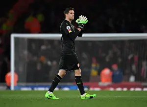 Arsenal V West Ham United 2016-17 Prints: Emiliano Martinez: Arsenal's Unyielding Guardian After a Taxing Battle Against West Ham United
