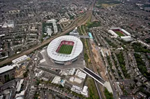 Emirates Stadium and Highbury photographed from the a helicopter during the match