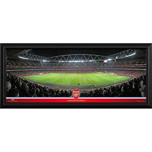 Images Dated 10th January 2014: Emirates Stadium Match In Action Halfway At Night Framed Panoramic