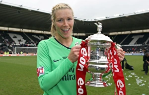 Emma Byrne (Arsenal) with the FA Cup Trophy