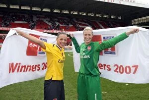 Arsenal Ladies v Charlton - FA Cup Final 2006-07 Collection: Emma Byrne and Lianne Sanderson (Arsenal) celebrate at the end of the match