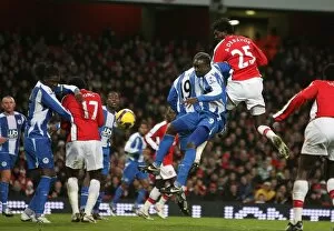 Images Dated 6th December 2008: Emmanual Adebayor (Arsenal) Emile Heskey (Wigan)