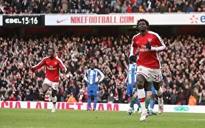 Images Dated 6th December 2008: Emmanual Adebayor celebrates scoring the Arsenal goal