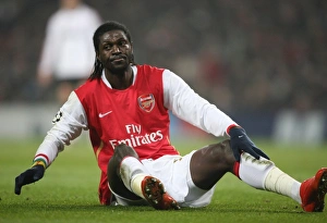 Arsenal V AC Milan 2007-08 Prints: Emmanuel Adebayor in Action for Arsenal against AC Milan, UEFA Champions League, 2008