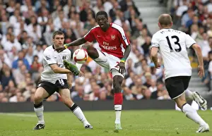 Fulham V Arsenal 2008-09 Prints: Emmanuel Adebayor (Arsenal) Aaron Hughes and Danny Murphy (Fulham)