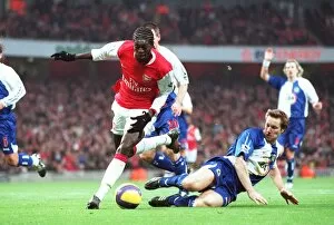 Arsenal v Blackburn Rovers 2006-07 Collection: Emmanuel Adebayor (Arsenal) Andy Todd (Blacburn)